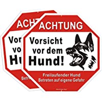 Señal de seguridad (2 unidades- 12 x 12 pulgadas)- diseño de perro